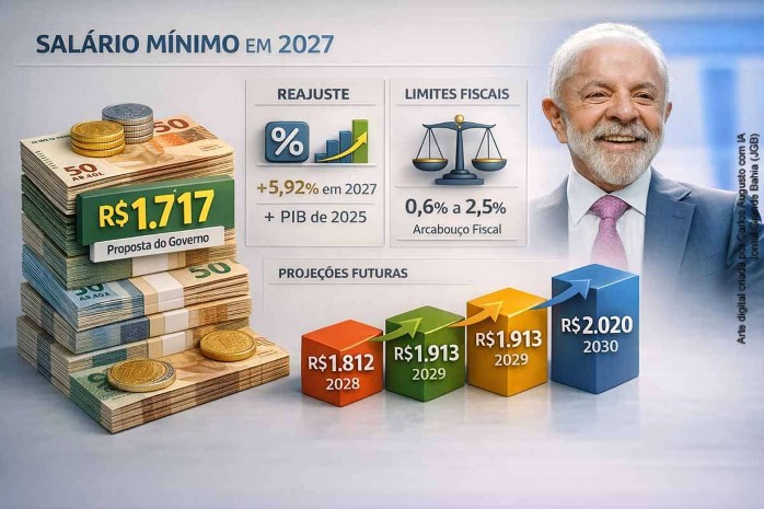 Governo propõe salário mínimo de R$ 1.717 para 2027